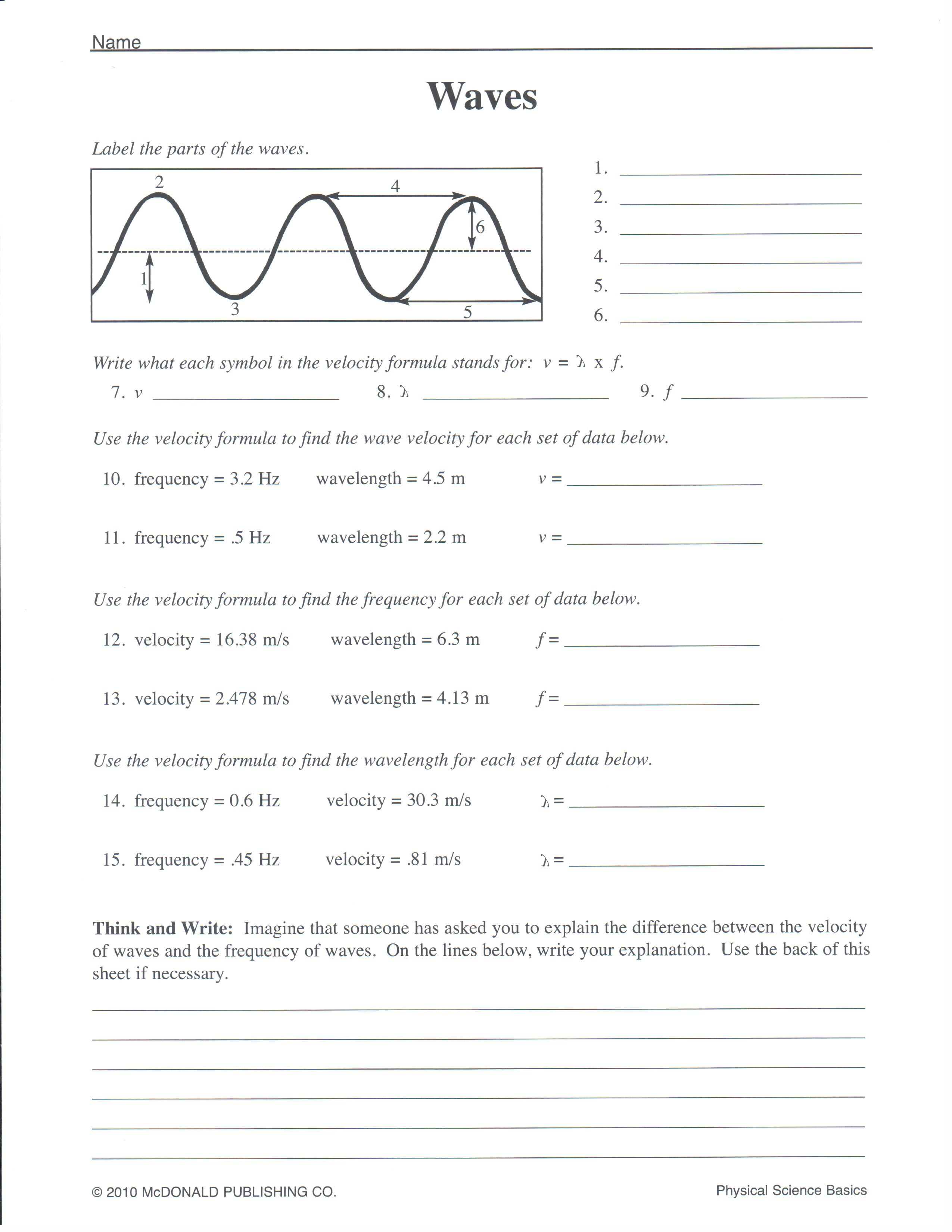 Ves Sound And Light Worksheet Answer Key Graphing Linear Equations