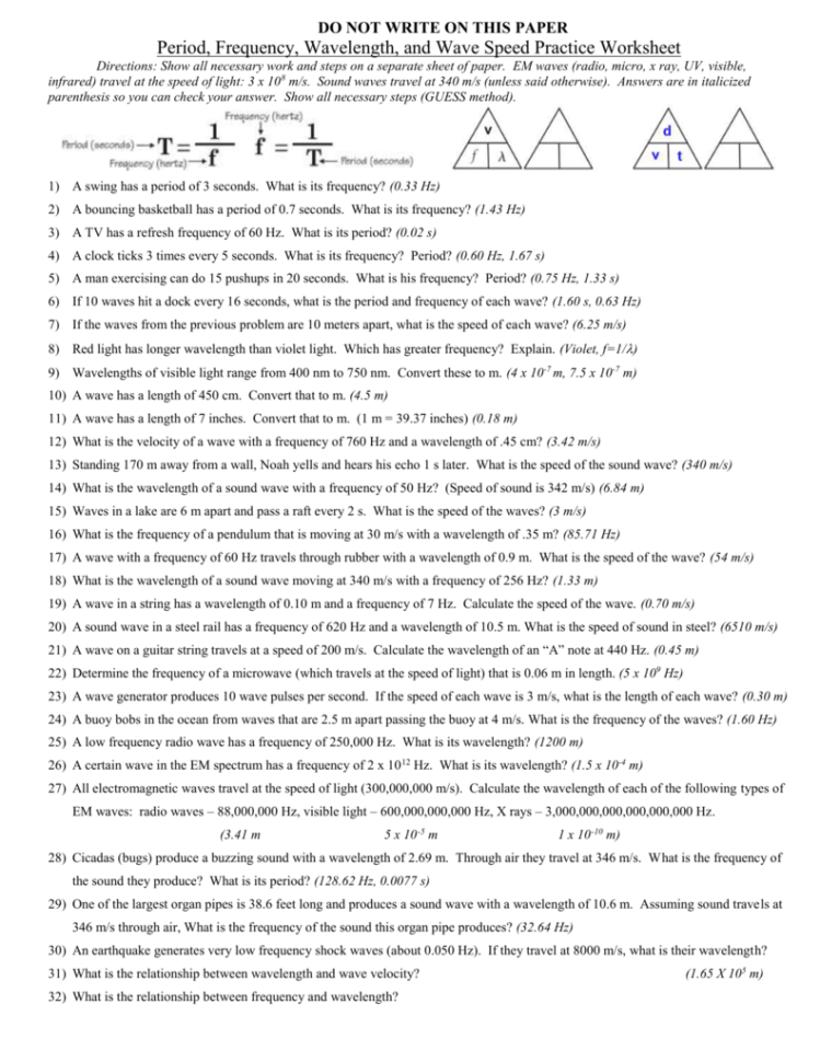 Ves – Speed Frequency Period With Answers
