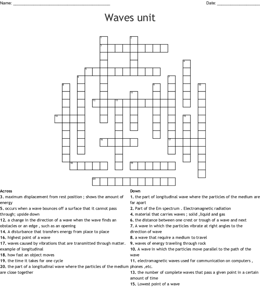 Ves Unit Crossword  Word