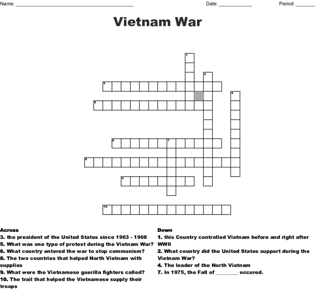 Vietnam R Crossword Puzzle  Word