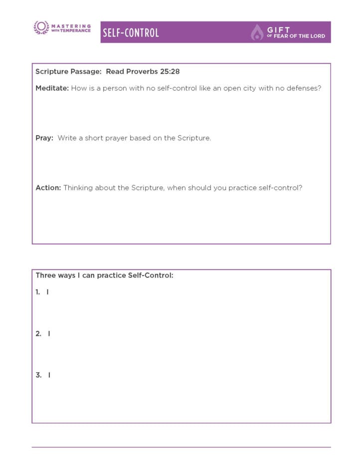 Self Control Worksheets