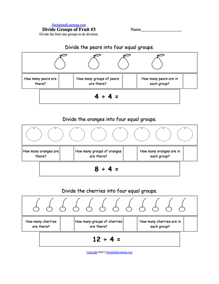 Visual Division Printouts  Enchantedlearning