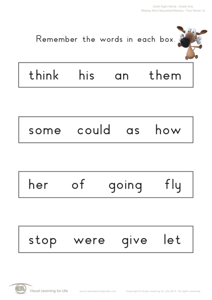 Visual Perceptual Sight Words Builder 3