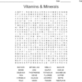Vitamins  Minerals Word Search  Word