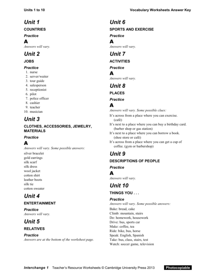 Vocabulary  Cambridge University Press