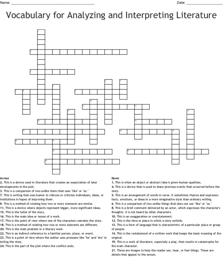 Analyzing Literature Worksheet