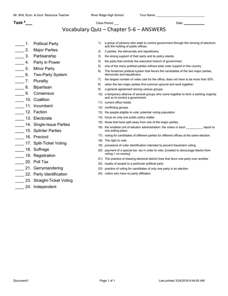 Vocabulary Quiz – Chapter 56 – Answers