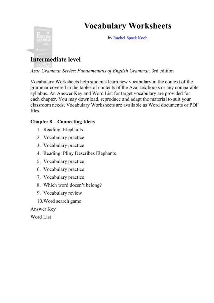 Vocabulary Worksheets  Ning Pages 1  17  Text Version  Anyflip