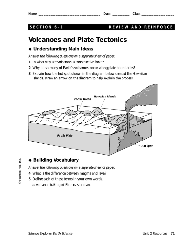 Volcanoes And Plate Tectonics Worksheet —