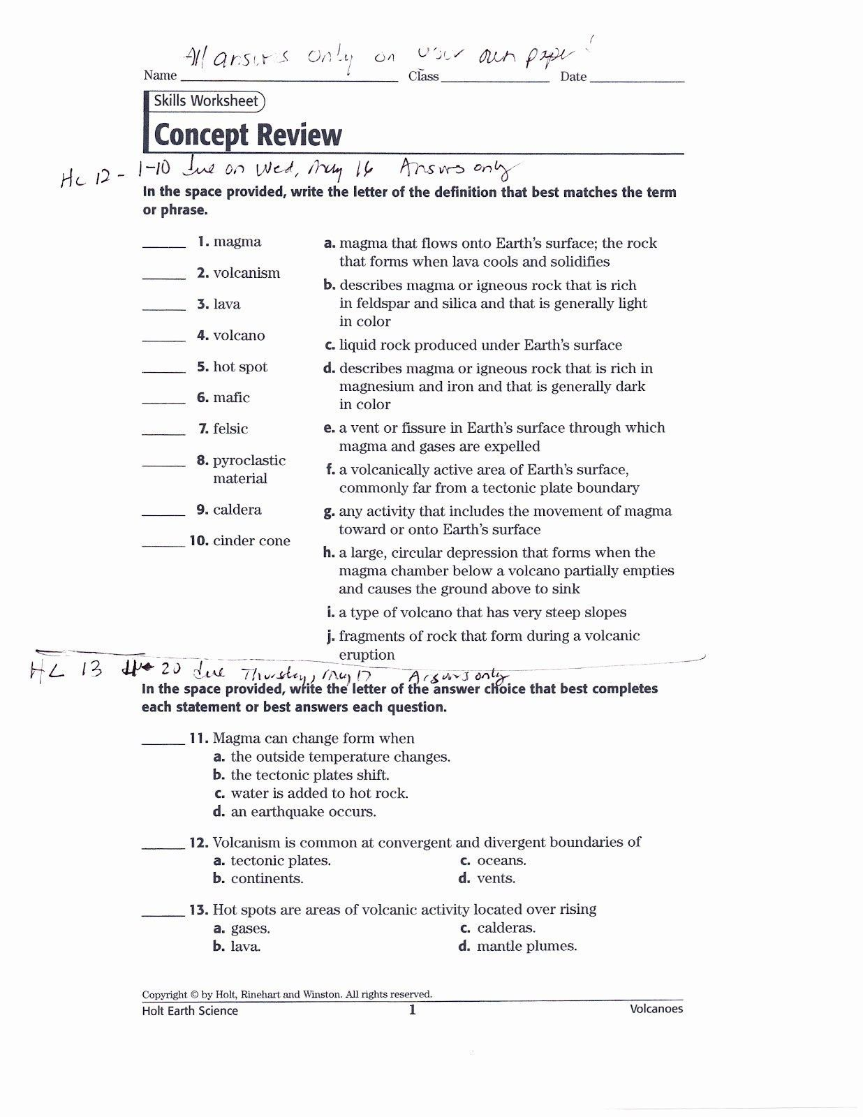 Volcanoes And Plate Tectonics Worksheet Answers