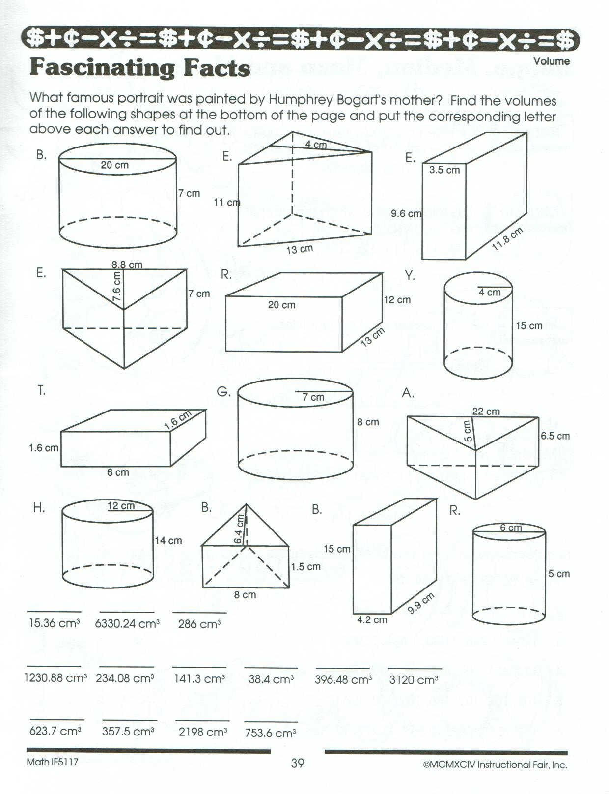 Surface Area Worksheet Answers