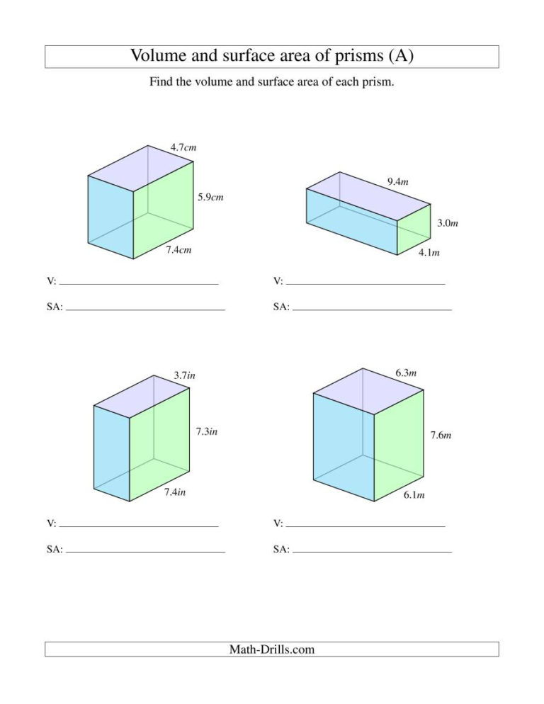 Volume Of Rectangular Prism Worksheet Db excel