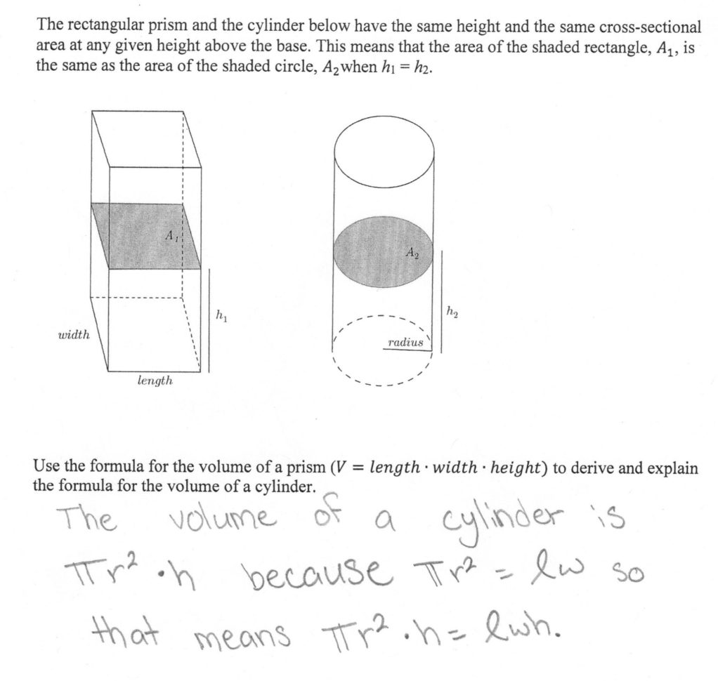 Volume Of A Cylinder Students Are Asked To Derive And Explain A