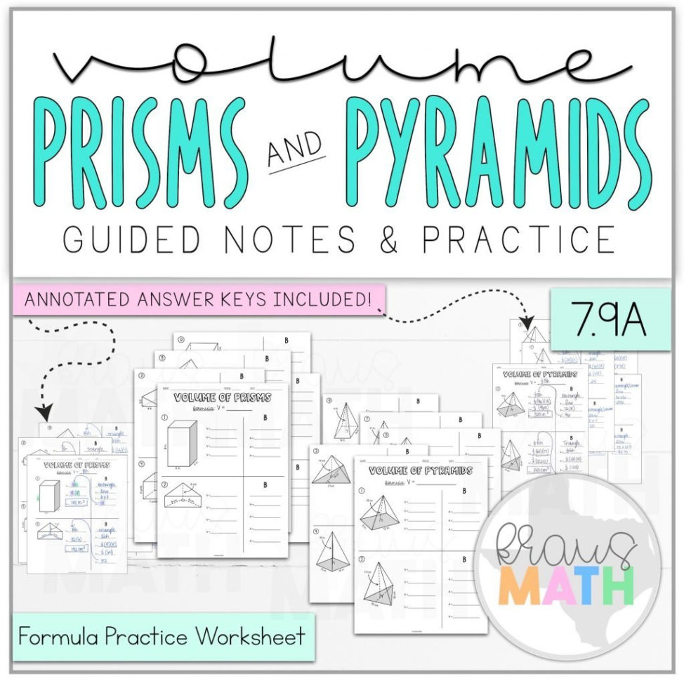 Volume Of Prisms  Pyramids Guided Worksheet Bundle Teks 79A  Kraus Math
