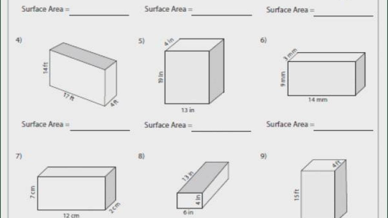 Rectangular Prism Worksheet