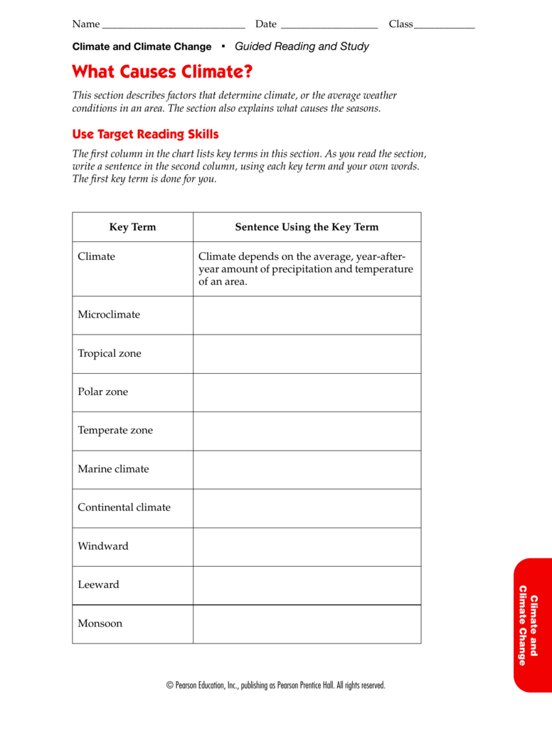 Climate And Climate Change Worksheet Answers Db excel