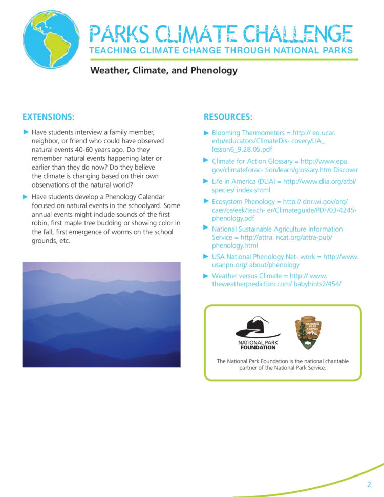 Weather Climate And Phenology  Parks Climate Challenge Pages 1