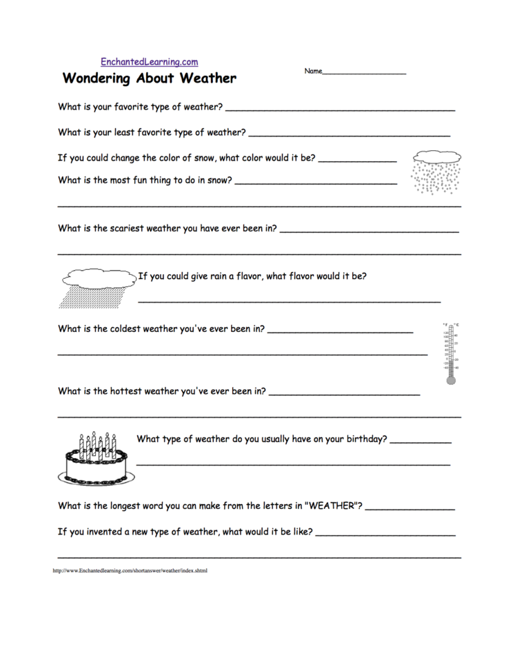 Weather Worksheet
