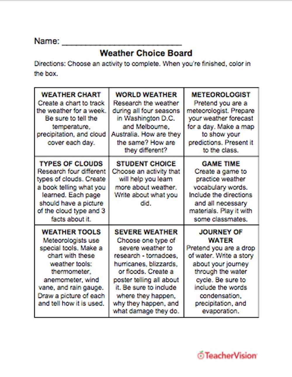 Weather Worksheets Lessons Resources Grades K12  Teachervision