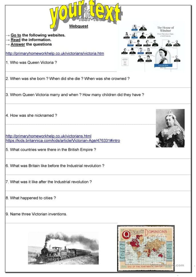 Webquest On Victorian Britain  English Esl Worksheets