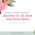 Wedding Planning Worksheet Questions To Ask About Blocking Hotel Rooms   Printable  Download