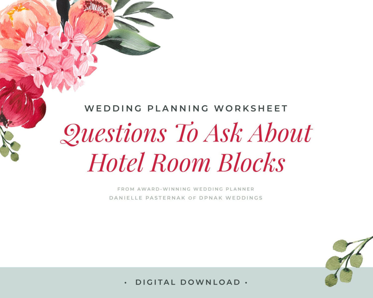 Wedding Planning Worksheet Questions To Ask About Blocking Hotel Rooms