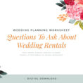 Wedding Planning Worksheet Questions To Ask About Wedding Rentals   Printable  Download