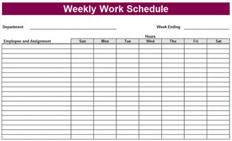 Weekly Schedule Worksheet My Esl Activity Blank Monthly Work — db-excel.com