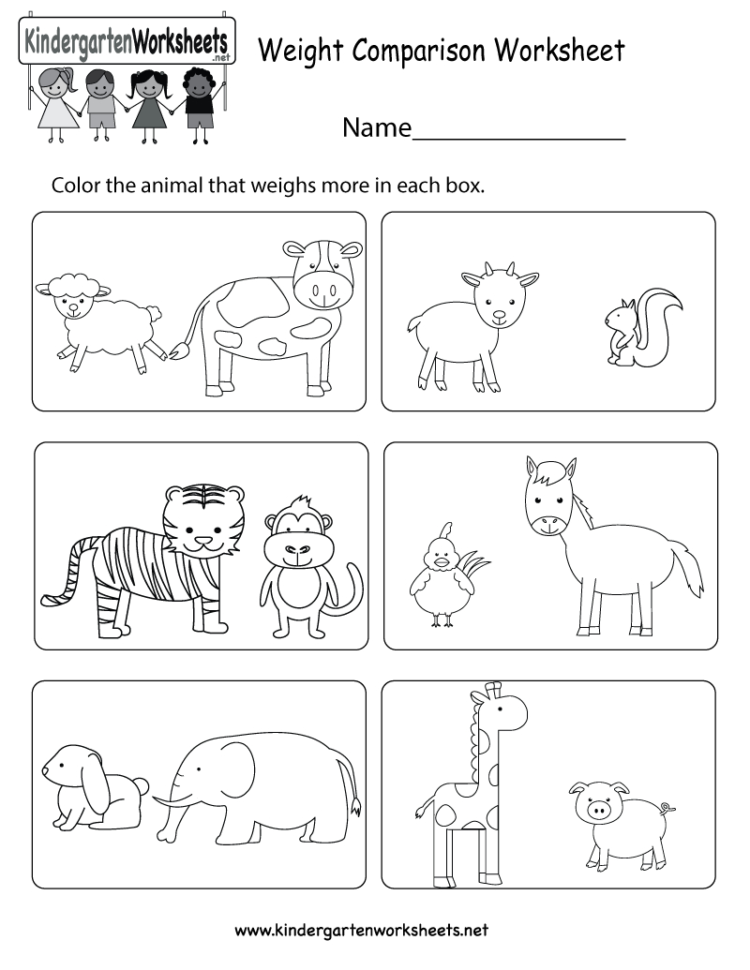 Weight Comparison Worksheet For Kindergarten