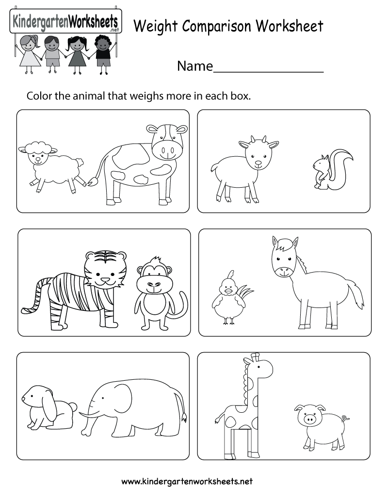 Weight Comparison Worksheet For Kindergarten