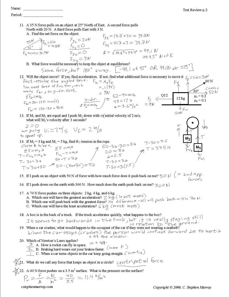 Weight Friction And Equilibrium Worksheet Answers