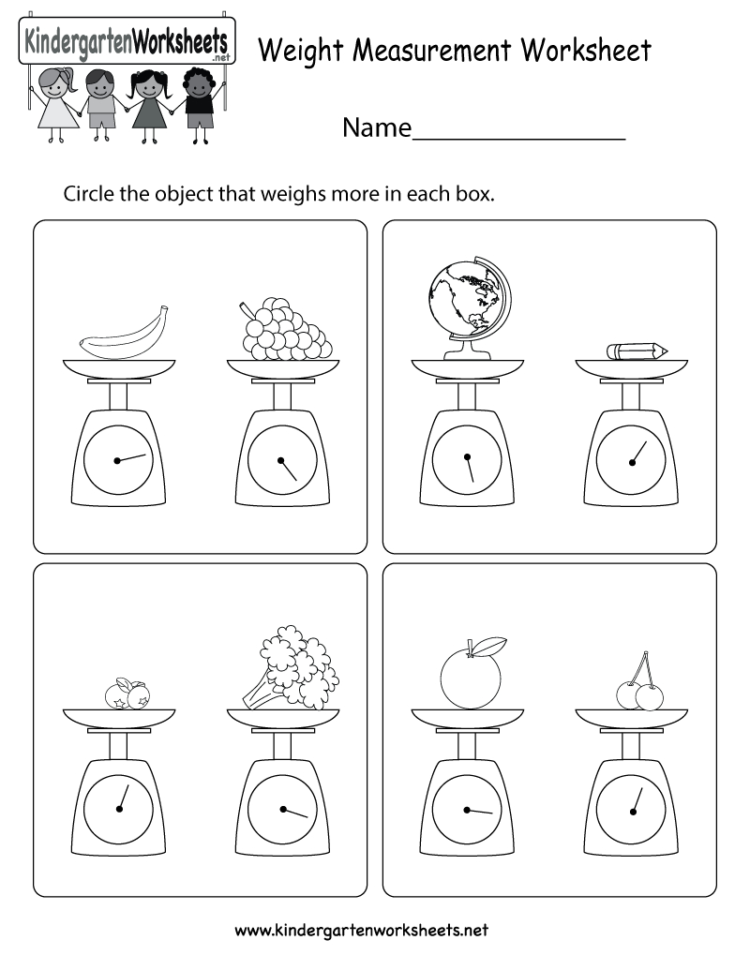 Weight Measurement Worksheet For Kindergarten