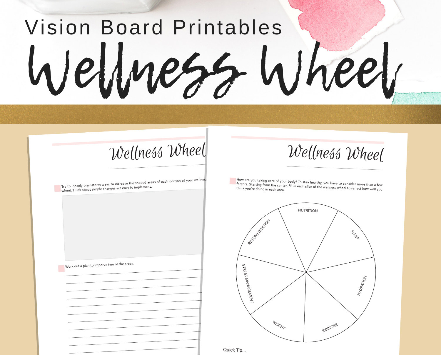 Wellness Wheel  Goal Setting  Printables  Personal Development Printable   Life Goals Planner  Health Worksheet  Healthy Life