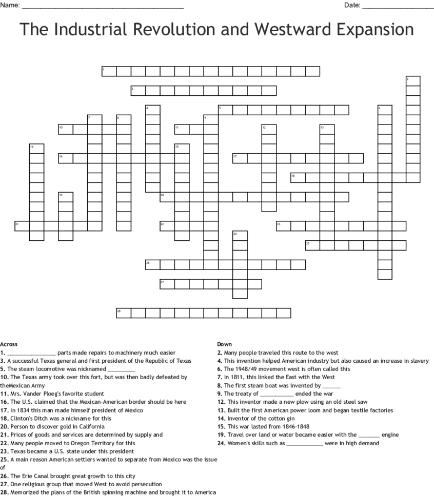Westrd Expansion Crossword  Word