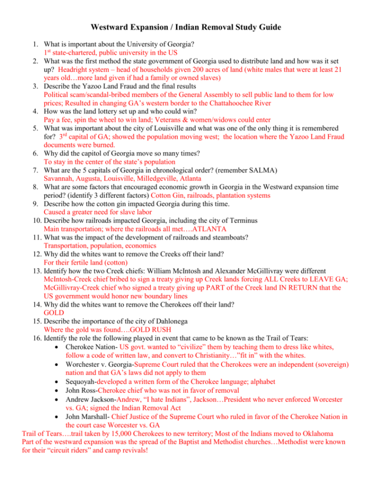 Westrd Expansion Study Guide With Answers