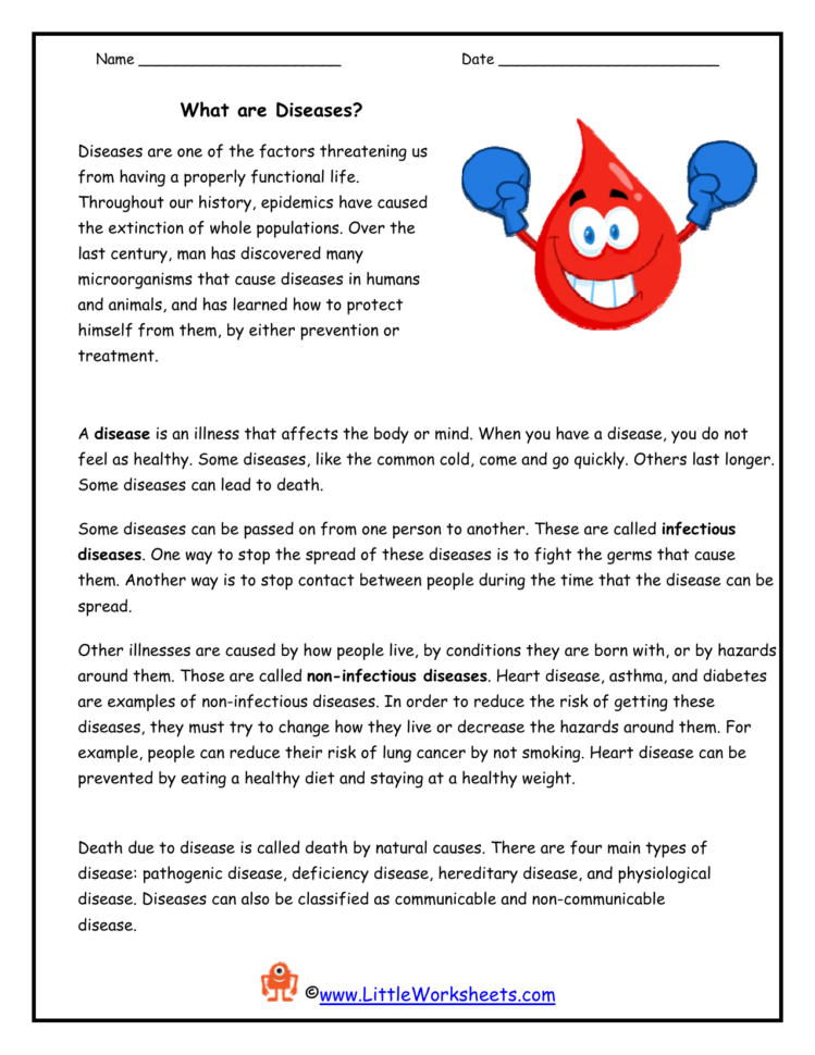 What Are Diseases  Little Worksheets