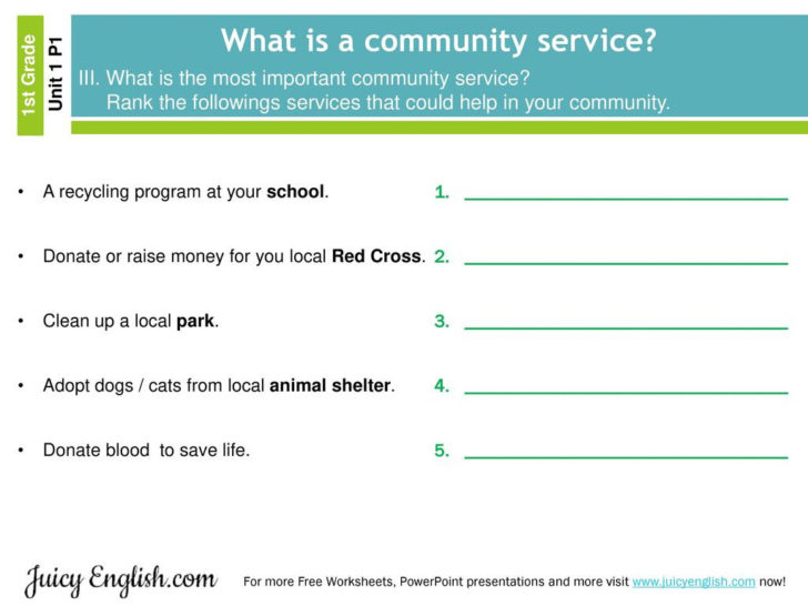 Community Service Worksheet
