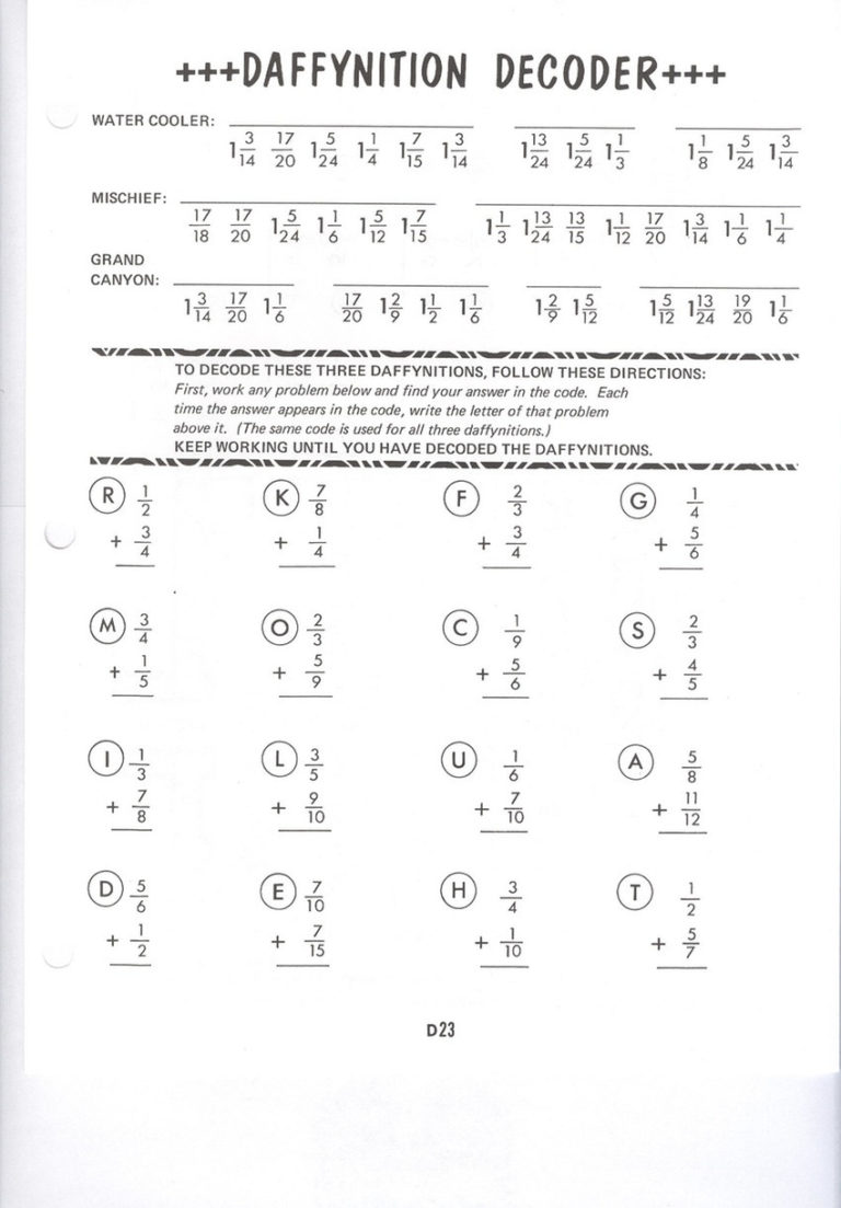 Daffynition Decoder Worksheet Answers Db excel