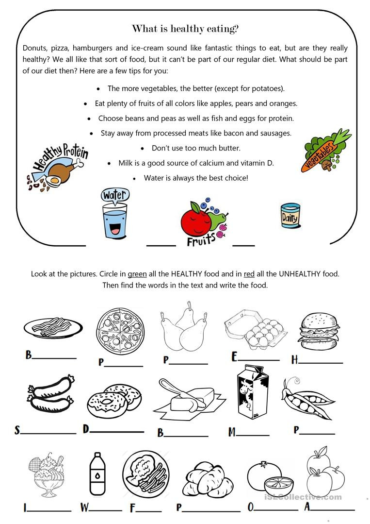 What Is Healthy Eating  English Esl Worksheets