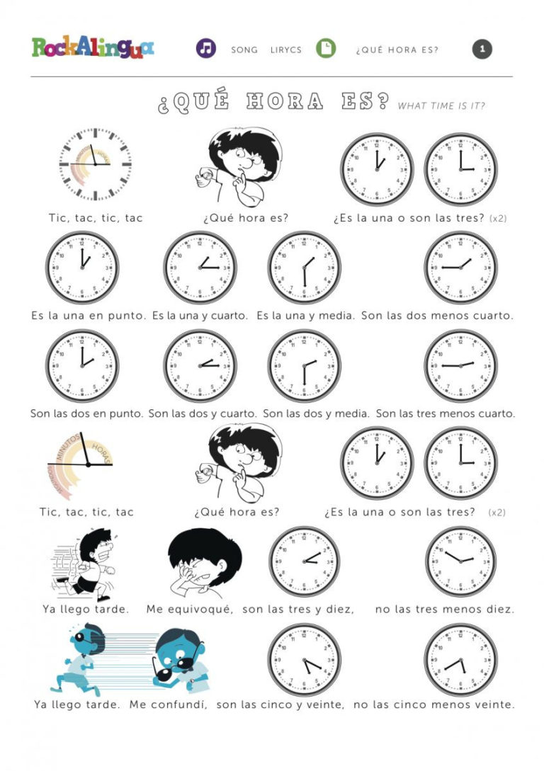 Telling Time In Spanish Worksheets Pdf —