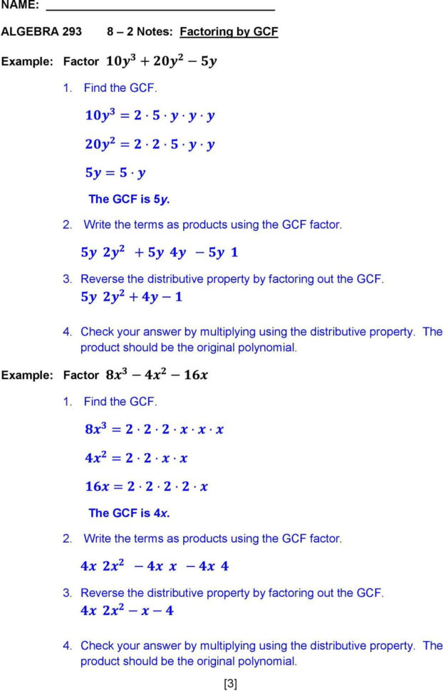 When Factoring We Look For Greatest Common Factor Of Each