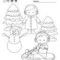 Winter Coloring Worksheet  Free Kindergarten Seasonal Worksheet For