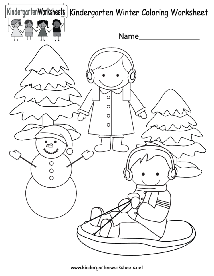 Winter Coloring Worksheet  Free Kindergarten Seasonal Worksheet For