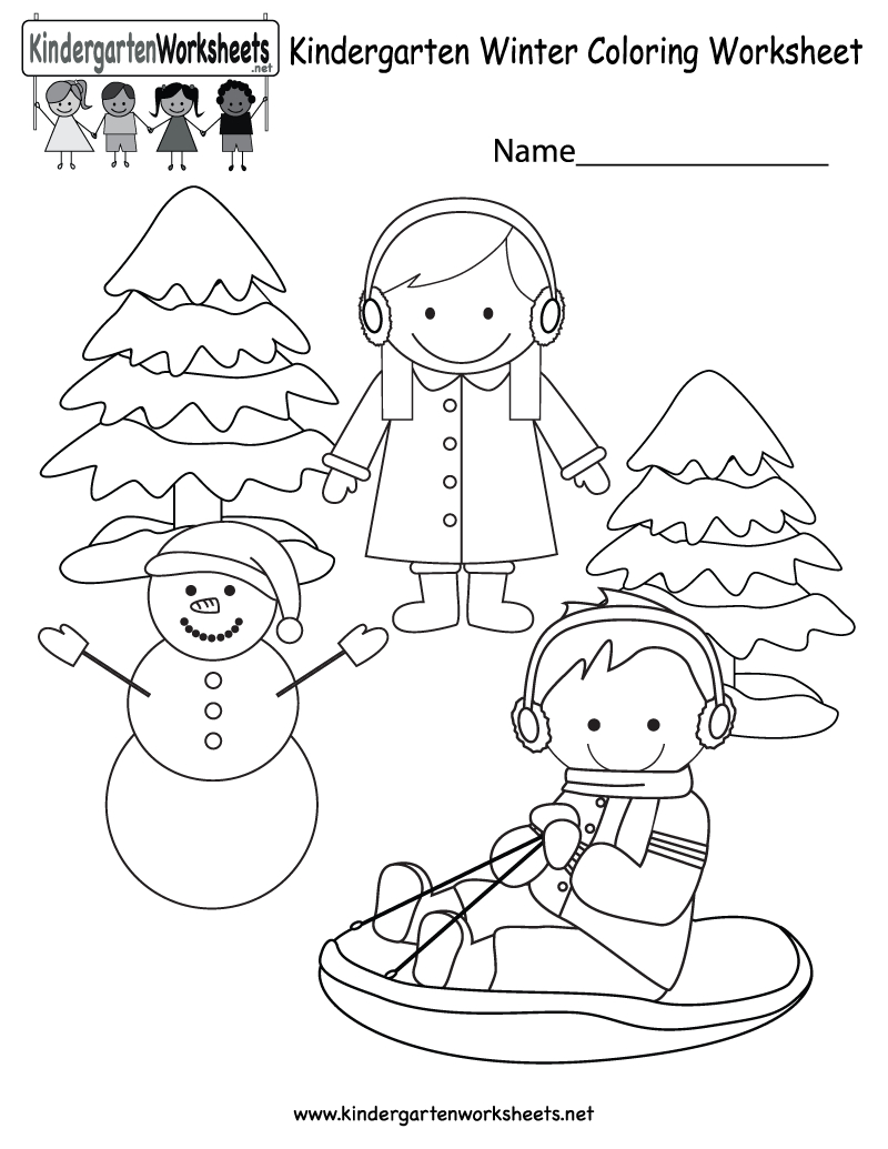 Winter Coloring Worksheet  Free Kindergarten Seasonal Worksheet For