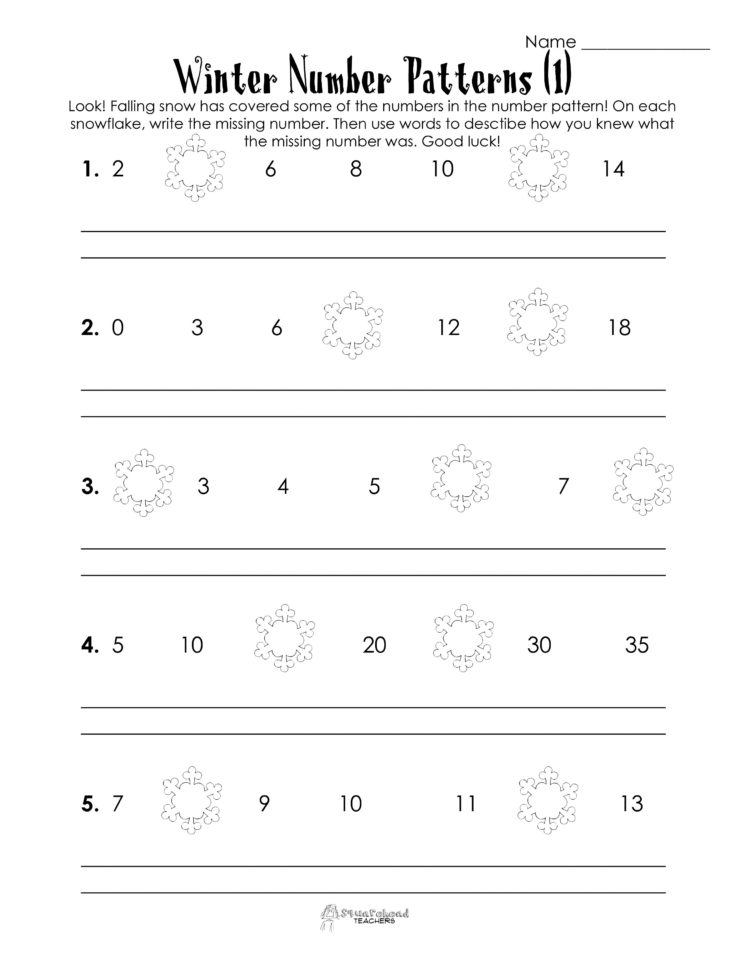 Winterholiday Number Patterns Free Worksheet