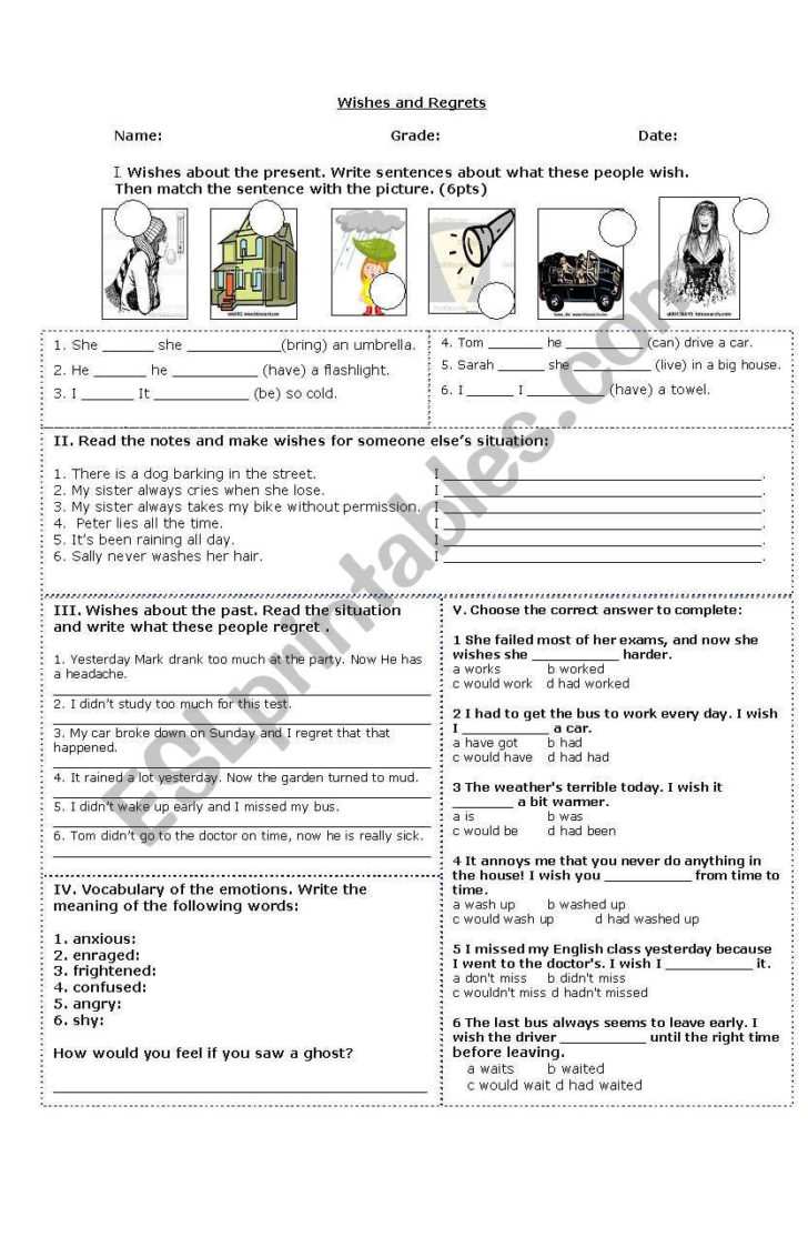 5 Wishes Worksheet