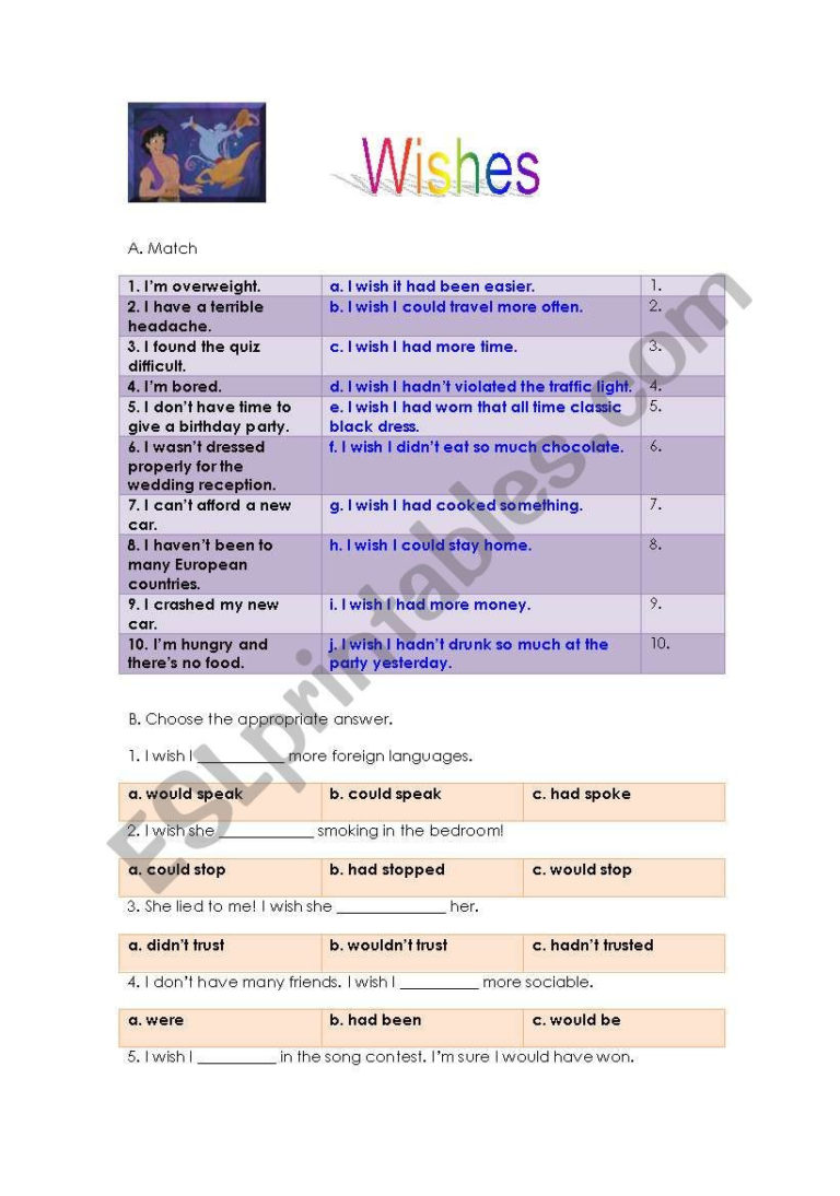 Five Wishes Worksheet - db-excel.com