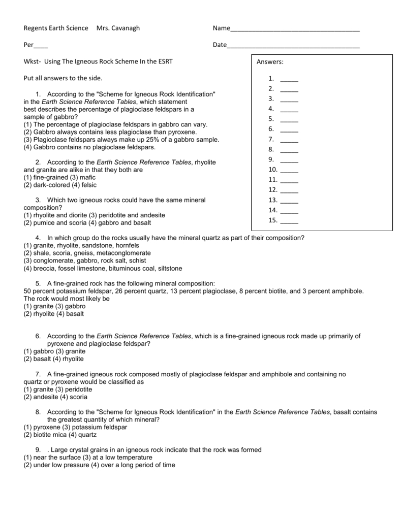 Scheme For Igneous Rock Identification Worksheet Answers — db-excel.com