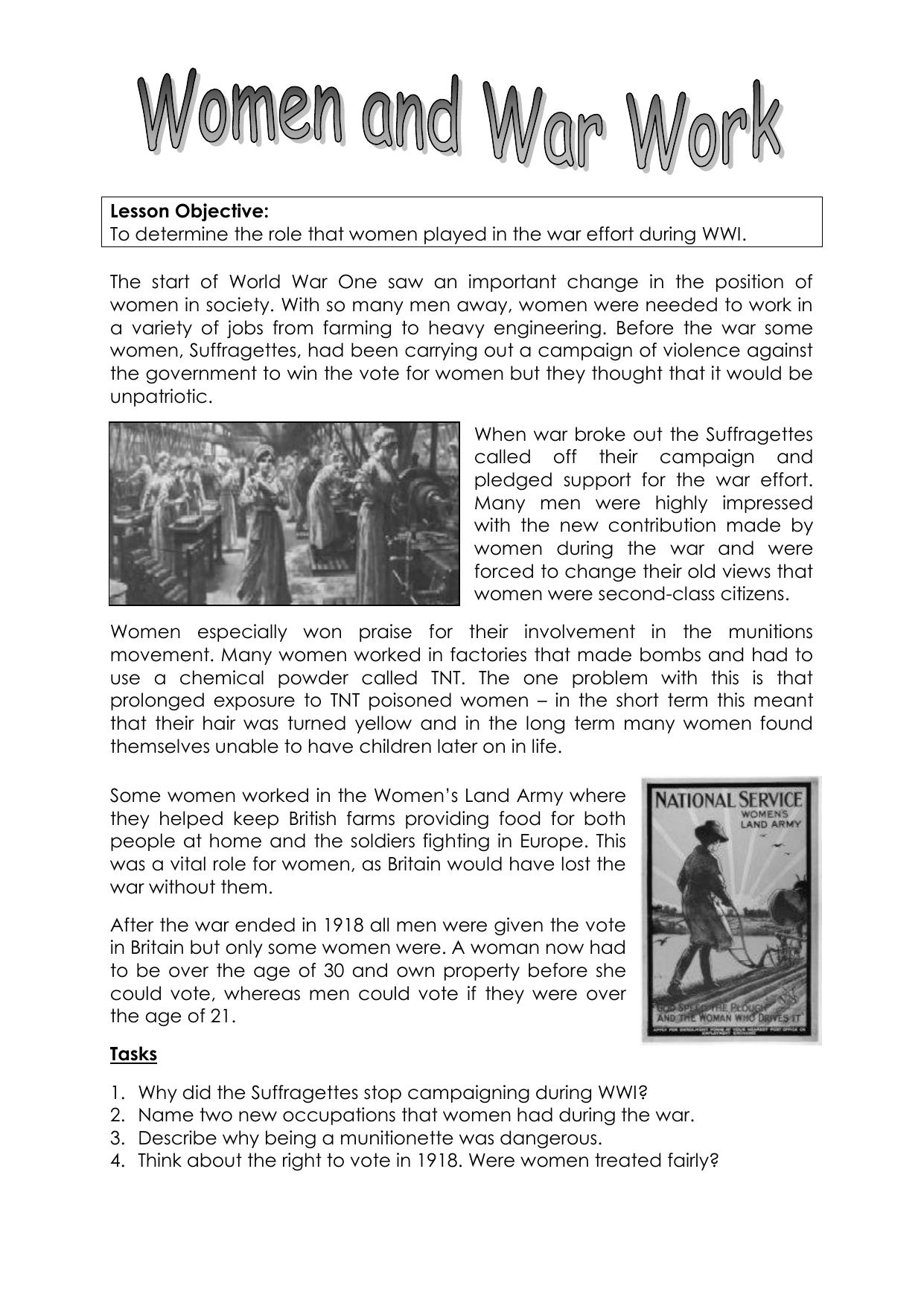 Women And The Ft World R Worksheet  Ks3 Lesson Resource