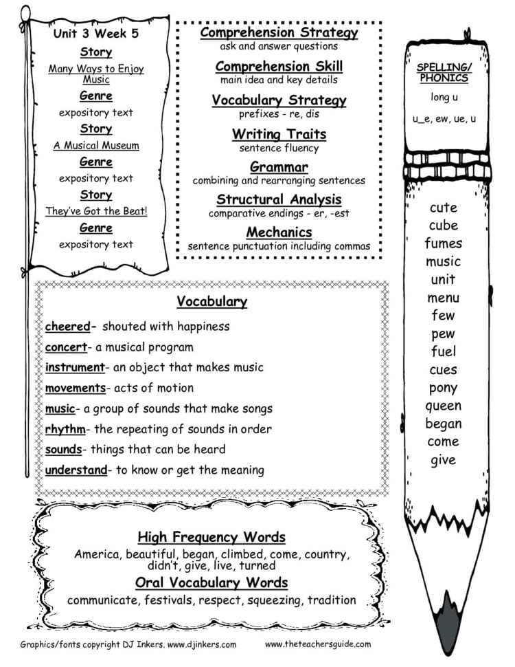 Wonders Second Grade Unit Three Week Five Printouts